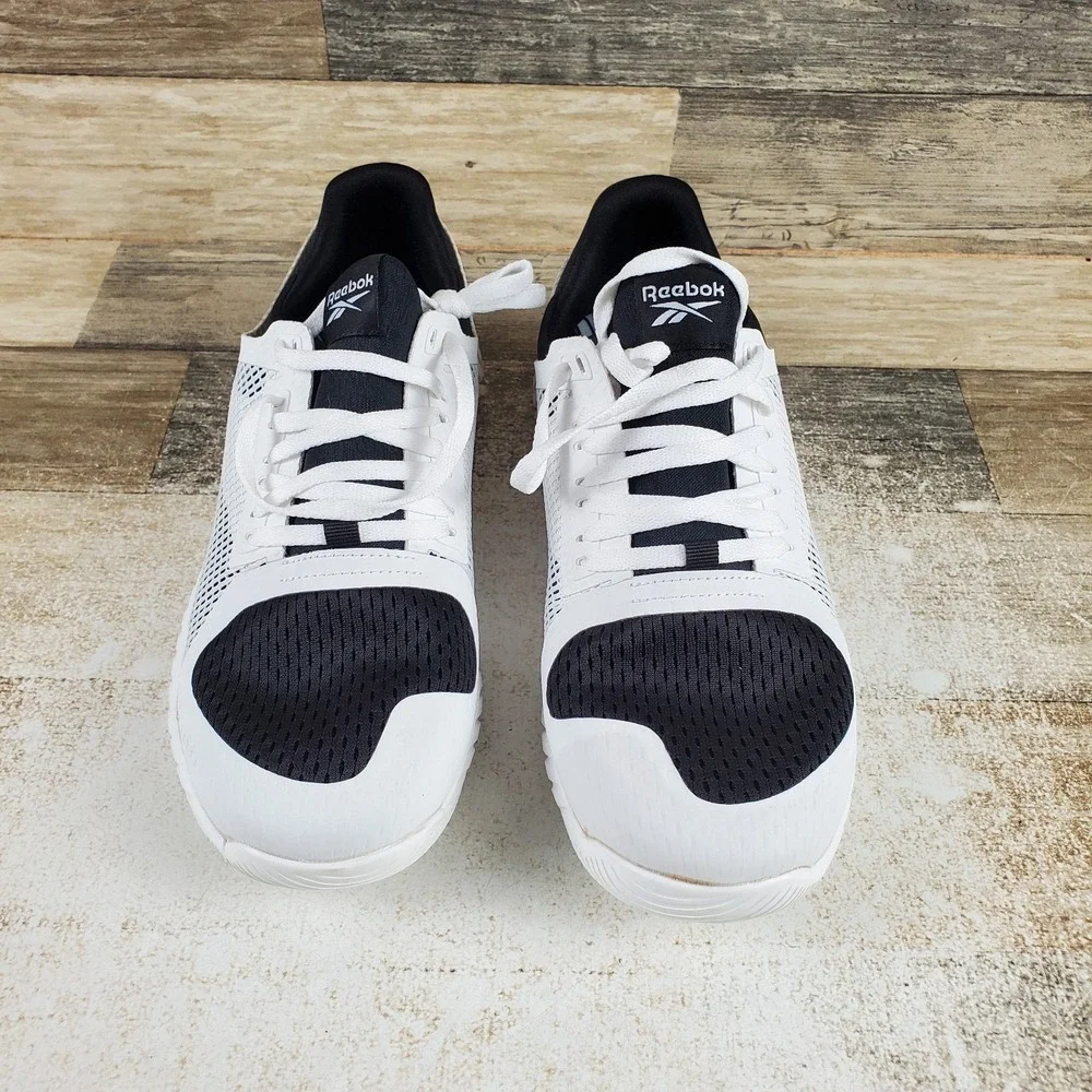 Reebok Flashfilm Mens Shoes Sz 6 Cross Training White Black Leather Sneakers